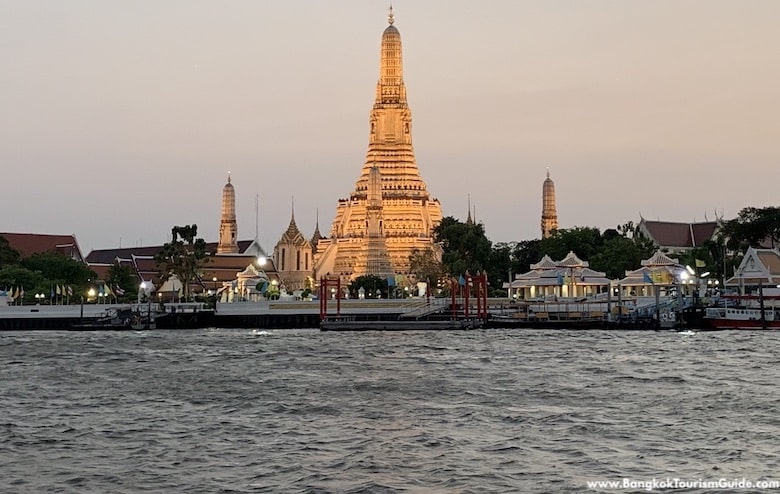 Wat Arun at sunset, from the river